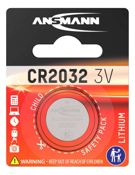 29608 Batterie CR 2032, 3 Volt, Knopfzelle, Lithium, Original Ansmann / Sigma