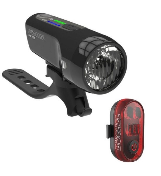 01434 LED USB-Beleuchtungs-Set BLC 720 + Rückleuchte „Micro Lens“, 70 LUX