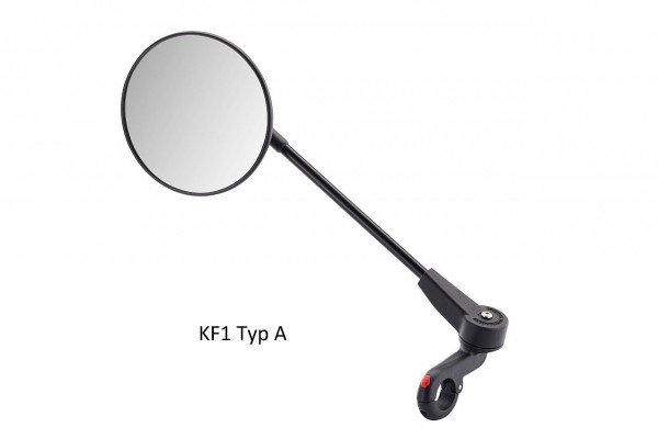 16683 KF1 15°, Typ A, klappbarer Fahrradspiegel, links/ rechts, große konvexe Spiegelfläche, schwarz