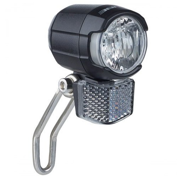 01255 LED Scheinwerfer, Shiny 50 E-Bike, 50 Lux, 6-48 V, Tagfahrlicht, Halter & Reflektor