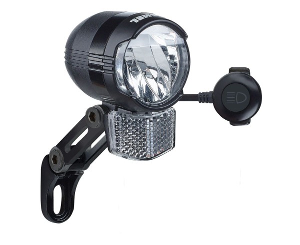 01258 LED Scheinwerfer, Shiny FL, Fernlicht / Abblendlicht, E-Bike, 100 Lux, 6-48 Volt, Halter & Ref