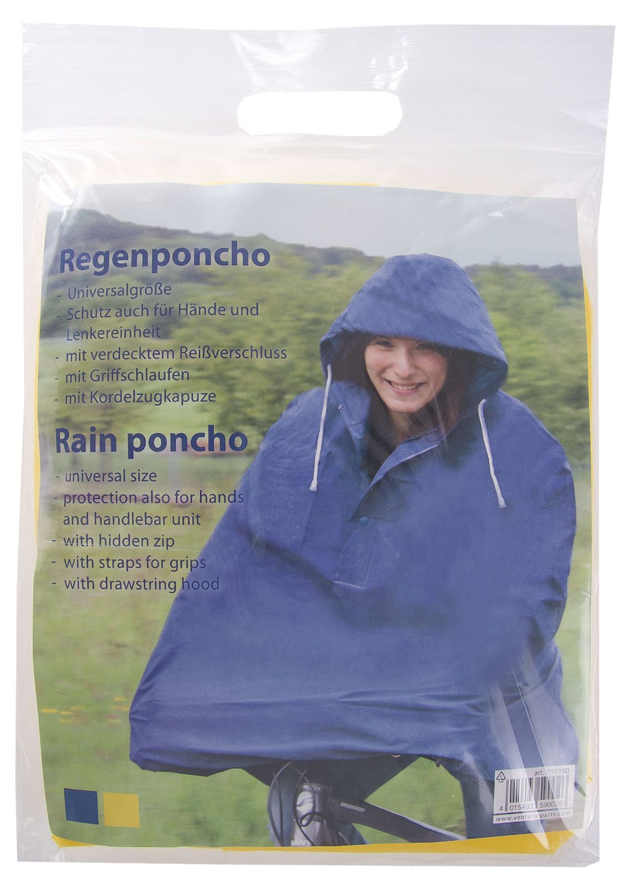 Regen-Cape,Universalgröße blau gelb Regen-Poncho Schutz für Hände und Lenker 